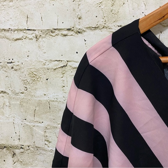 Vince Camuto Pink Black Striped Poncho Top Blouse - Picture 2 of 5